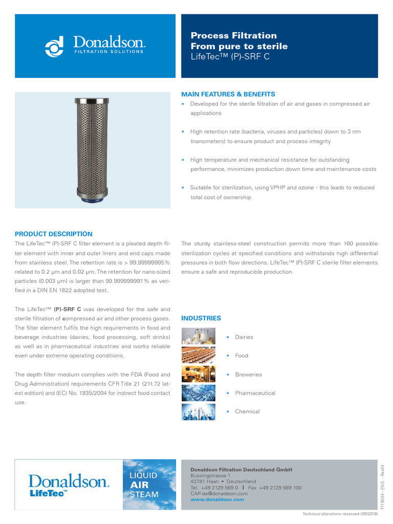 LifeTec™ (P)-SRF C Sterile Filter | PDF | Filtration | Sterilization ...