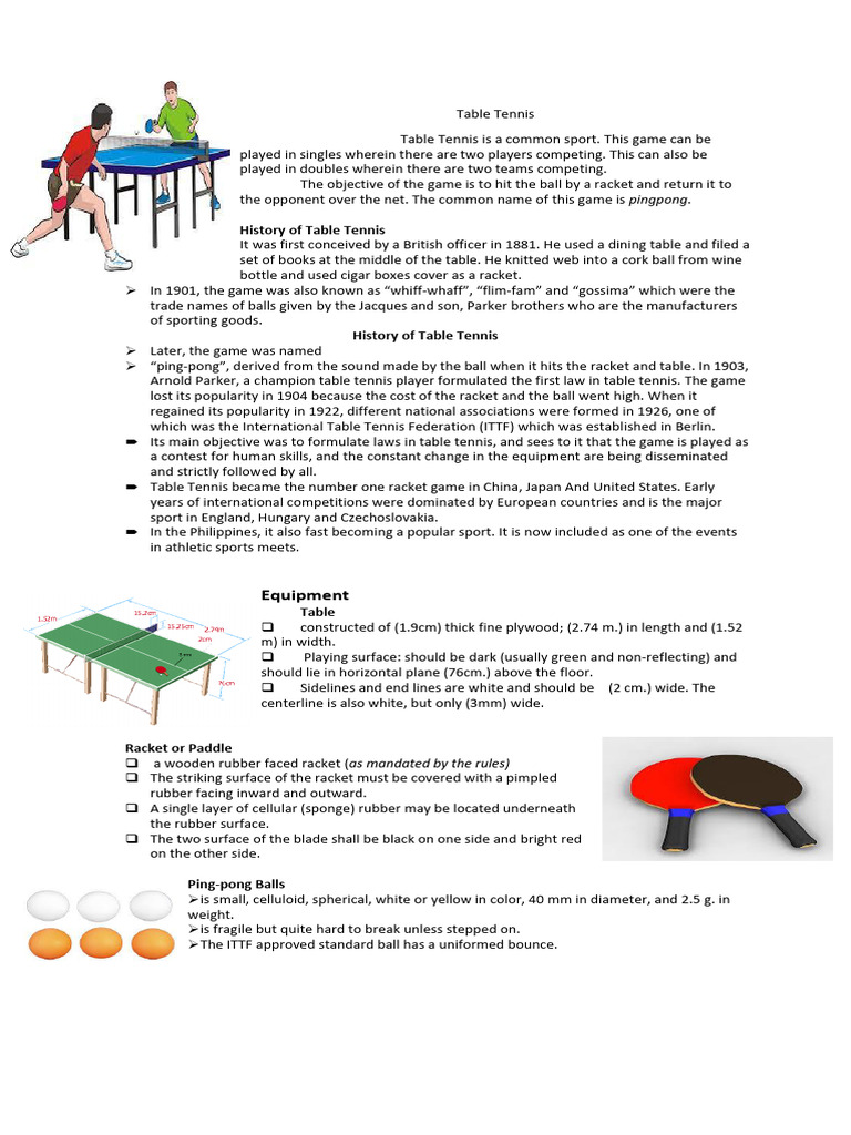 -Table-Tennis-notes | PDF | Table Tennis | Individual Sports