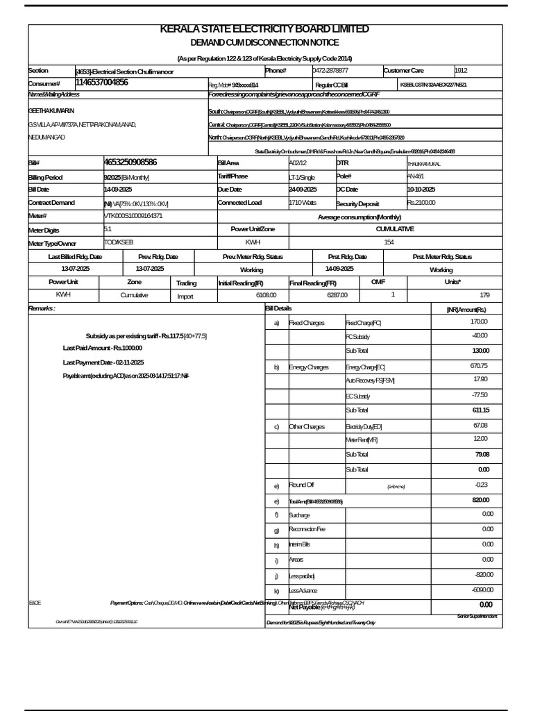 KSEB-4653250908586-99mVyiyOda | PDF | Power (Physics) | Electric Power