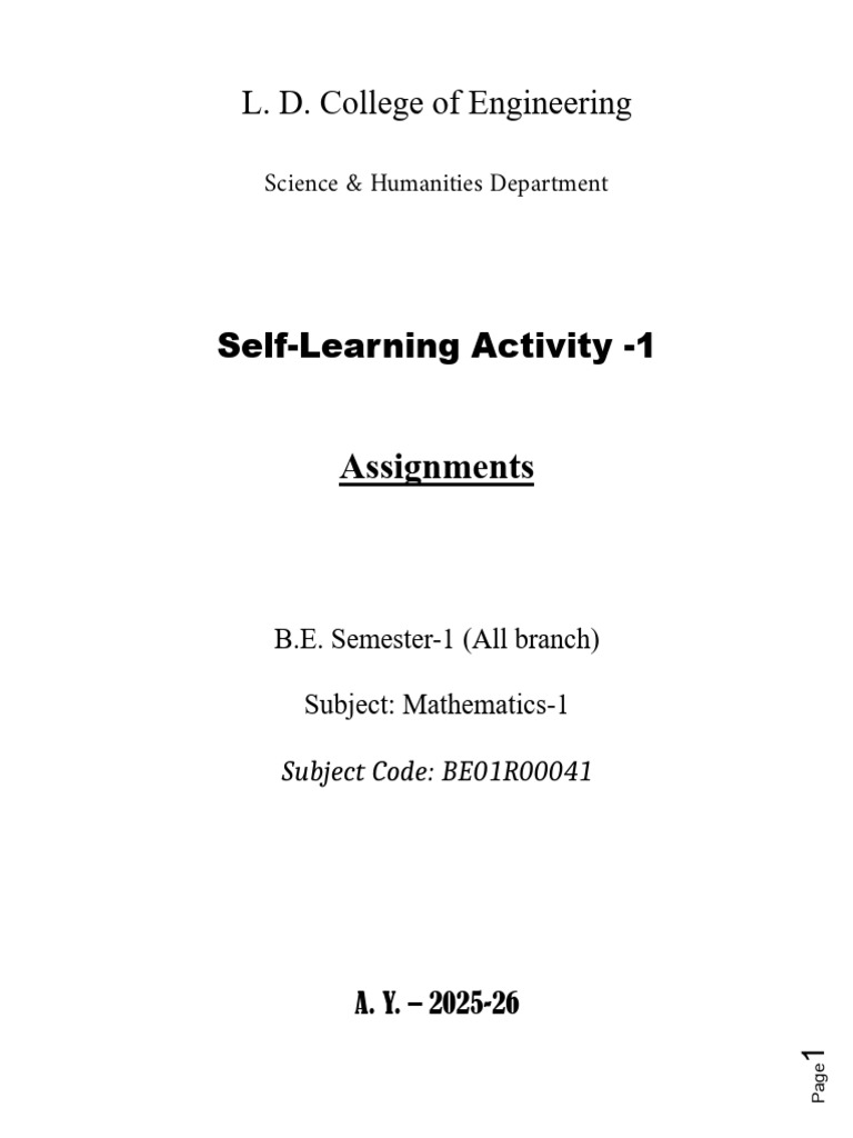 Assignments BE01R00041 Mathematics 1 2025 26 | PDF | Functions And ...
