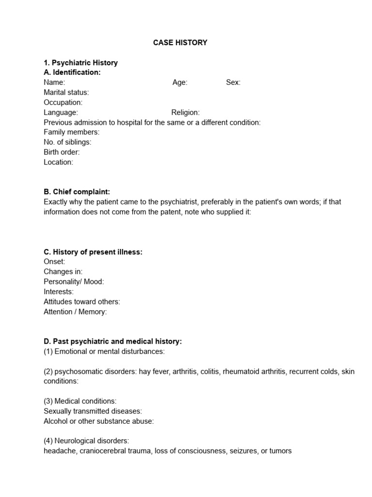 Comprehensive Psychiatric Case History | PDF | Hallucination | Adolescence