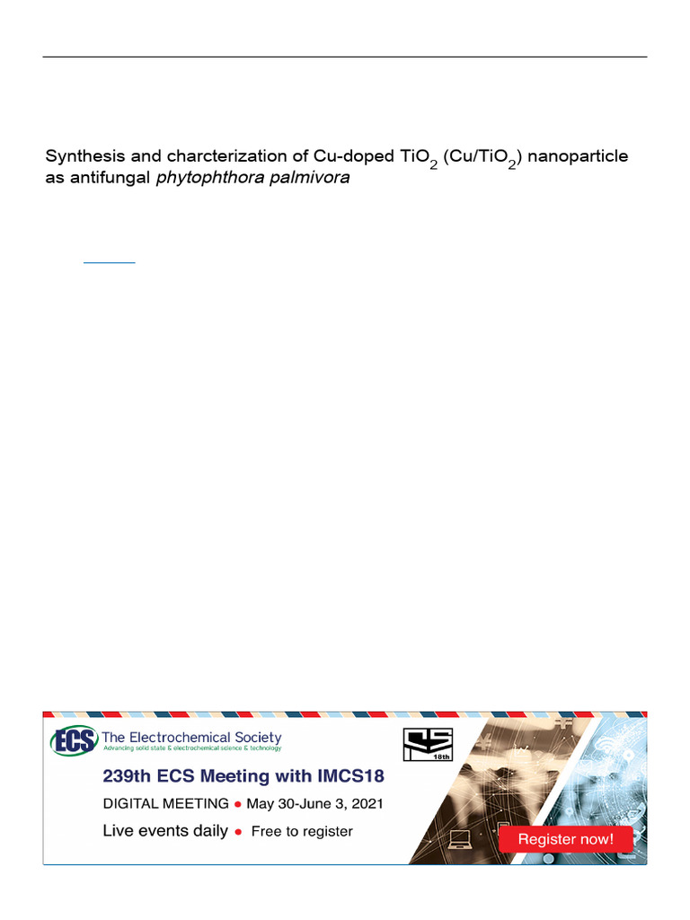 Synthesis and Charcterization of Cu-Doped TiO 2 Cu | PDF | Titanium ...