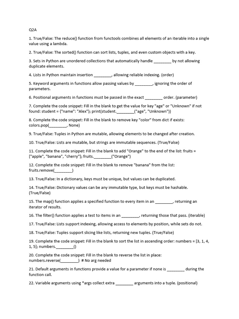 QB of Q2 | PDF | Parameter (Computer Programming) | Anonymous Function