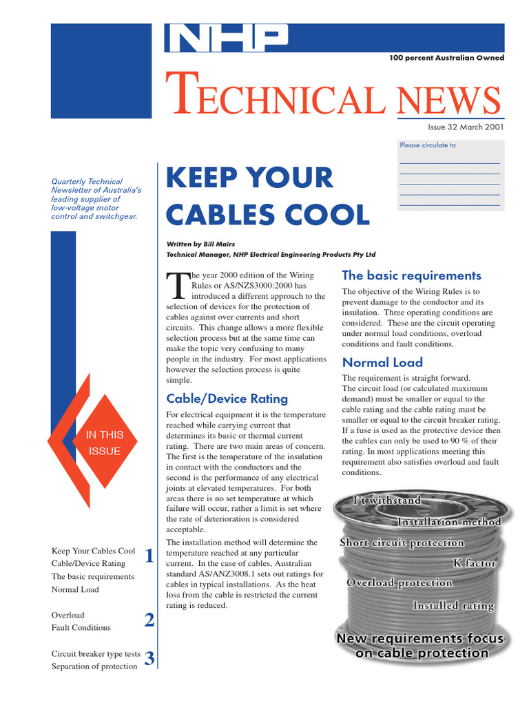 Cable Protection and Rating Guidelines | PDF | Fuse (Electrical ...