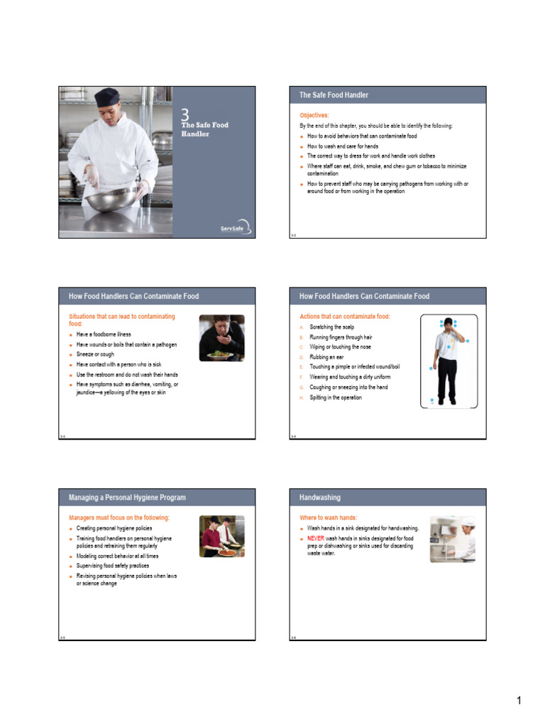 Safe Food Handler Hygiene Practices | PDF | Hand Washing | Foodborne ...