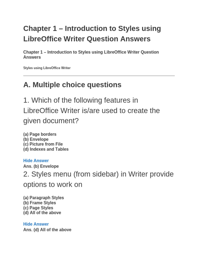 LibreOffice Writer Styles Q&A Guide | PDF | Computing | System Software
