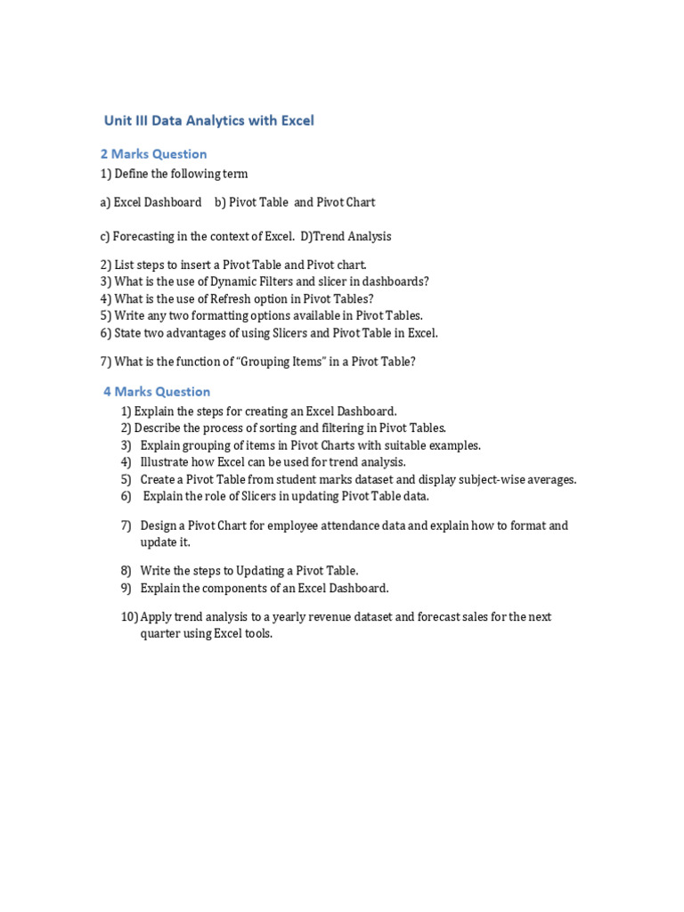Excel Data Analytics and Visualization Guide | PDF | Microsoft Excel ...