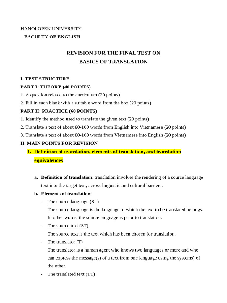 Basics of Translation Revision Guide | PDF | Translations | Language ...