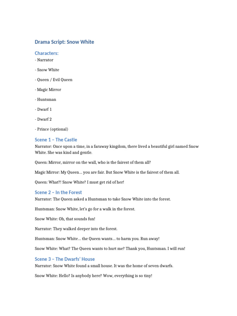 Snow White Script | PDF