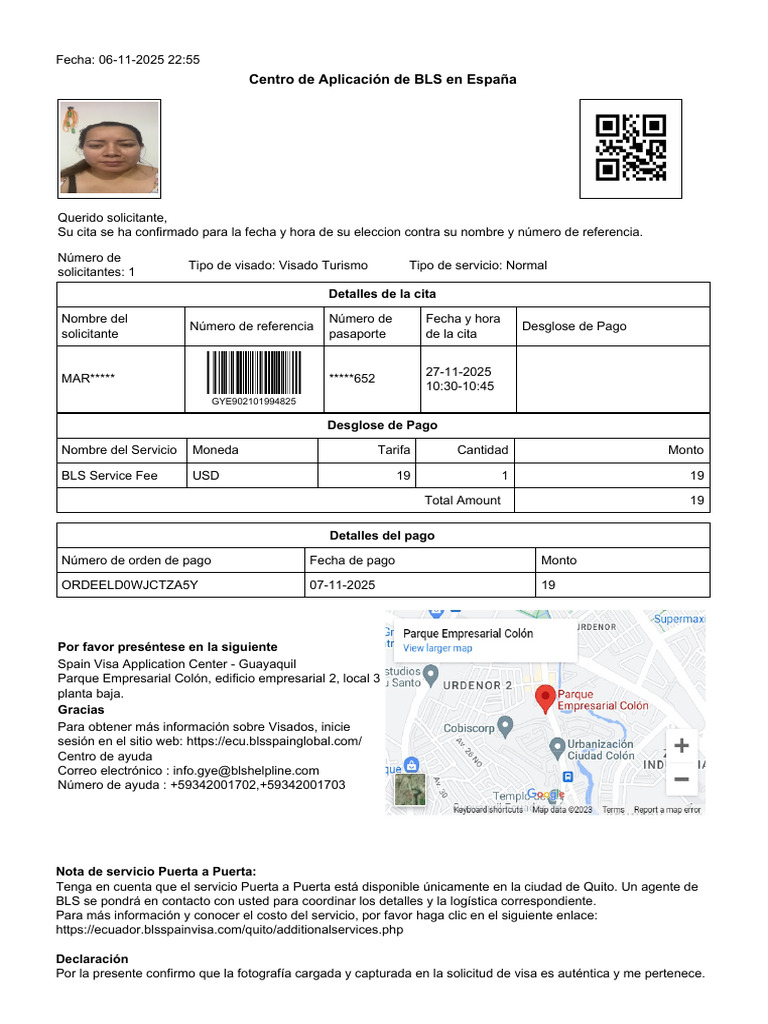 Confirmación de Cita para Visado en España | PDF | Visa de viaje