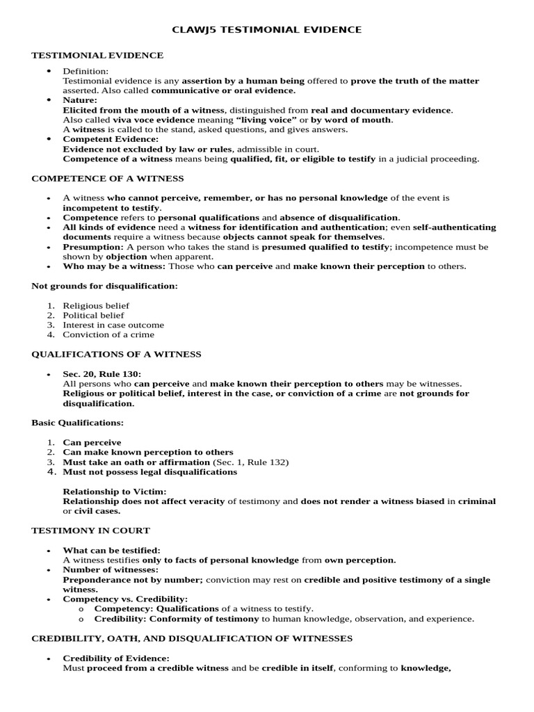 Testimonial Evidence | PDF | Witness | Attorney–Client Privilege