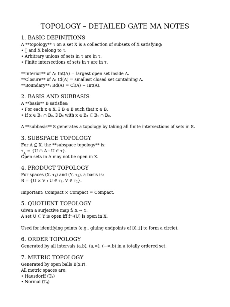 Topology Concepts and Definitions Guide | PDF