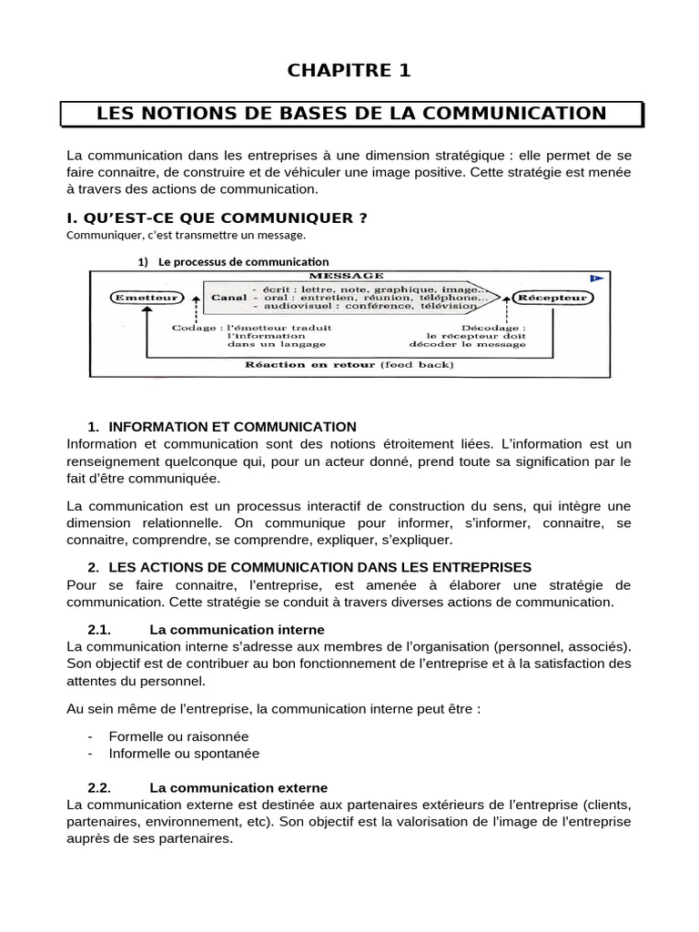 Notions de base de la communication entreprise | PDF | la communication ...