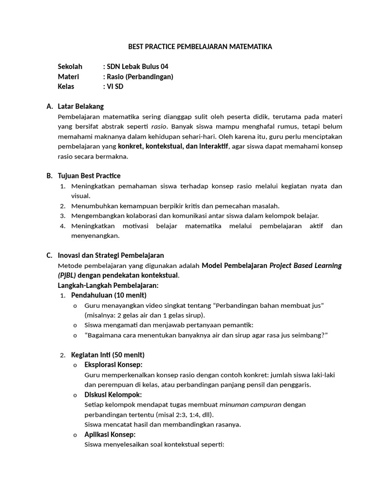 Pembelajaran Rasio Interaktif SD VI | PDF
