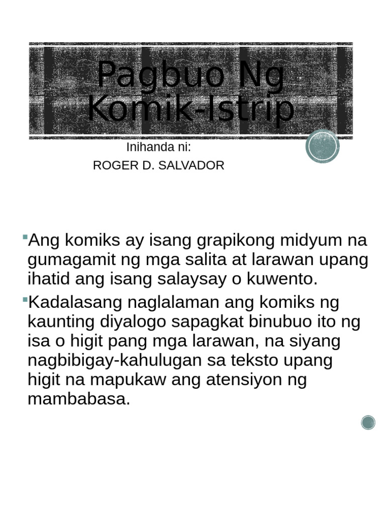 Pagbuo NG Komik-Istrip - WEEK 2 | PDF