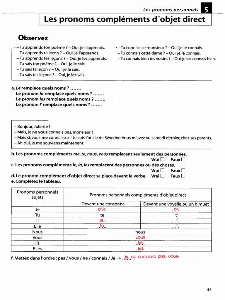 Mở Pronoms Comléments COD-A1 | PDF