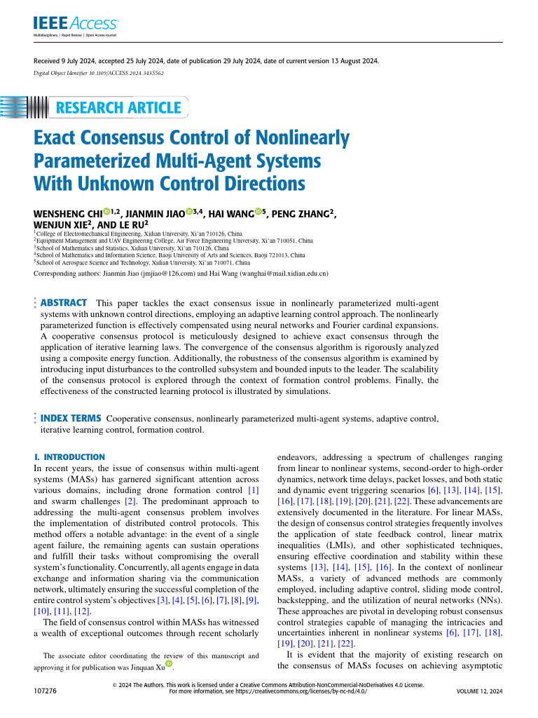 Exact Consensus in Nonlinear Multi-Agent Systems | PDF | Matrix ...