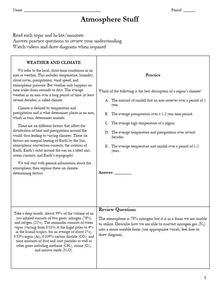 Understanding Weather and Climate Factors | PDF | Atmosphere Of Earth ...