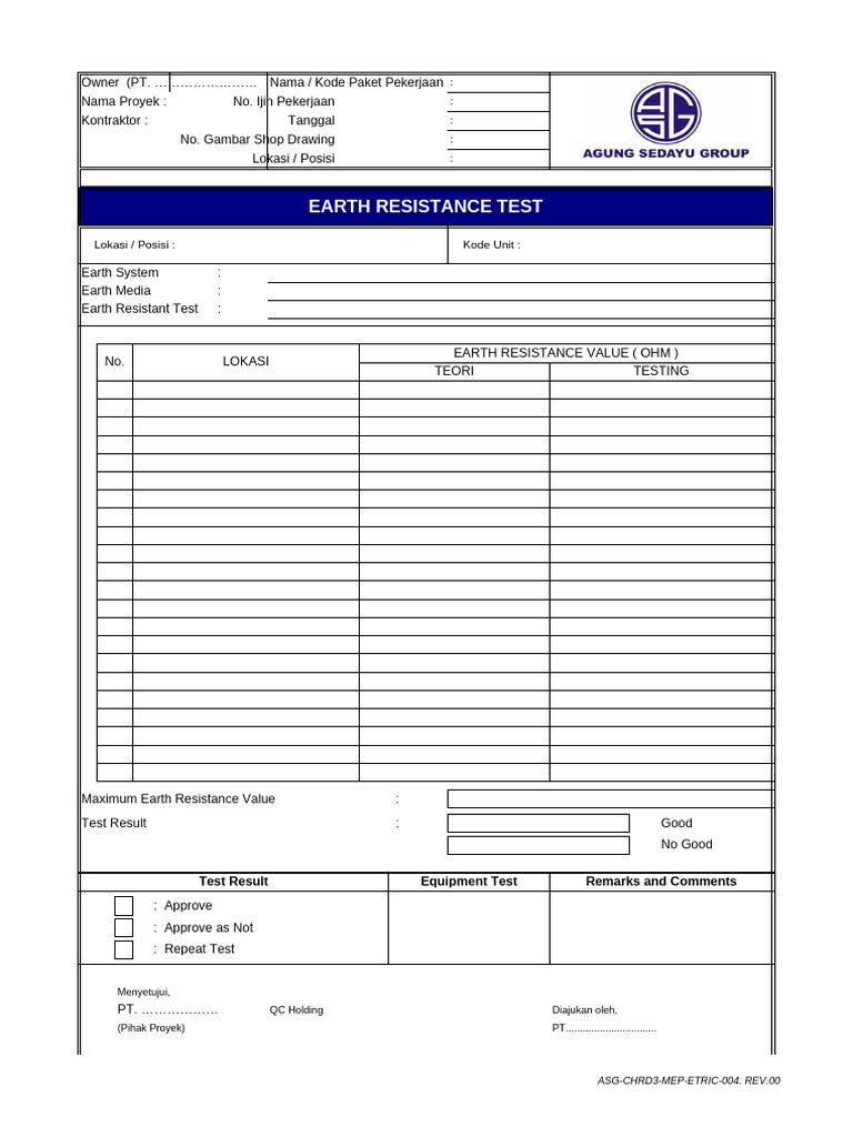 Asg Chrd3 Mep Etric 004 Earth Resistance Test | PDF
