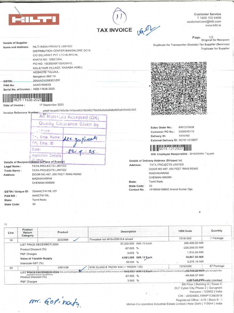 Hilti Invoice | PDF