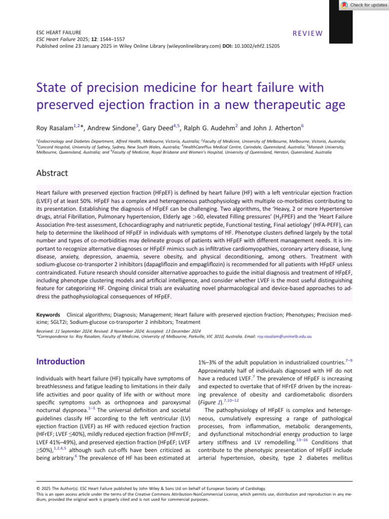 Precision Medicine in HFpEF Management | PDF | Heart Failure ...
