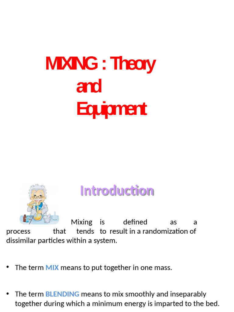 Mixing Theory and Equipment Overview | PDF | Standard Deviation | Emulsion