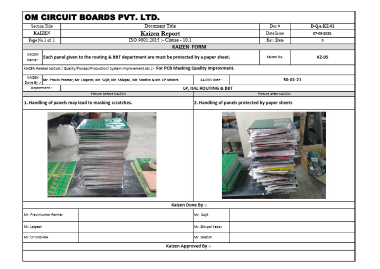 Kz-05 Kaizen Report | PDF