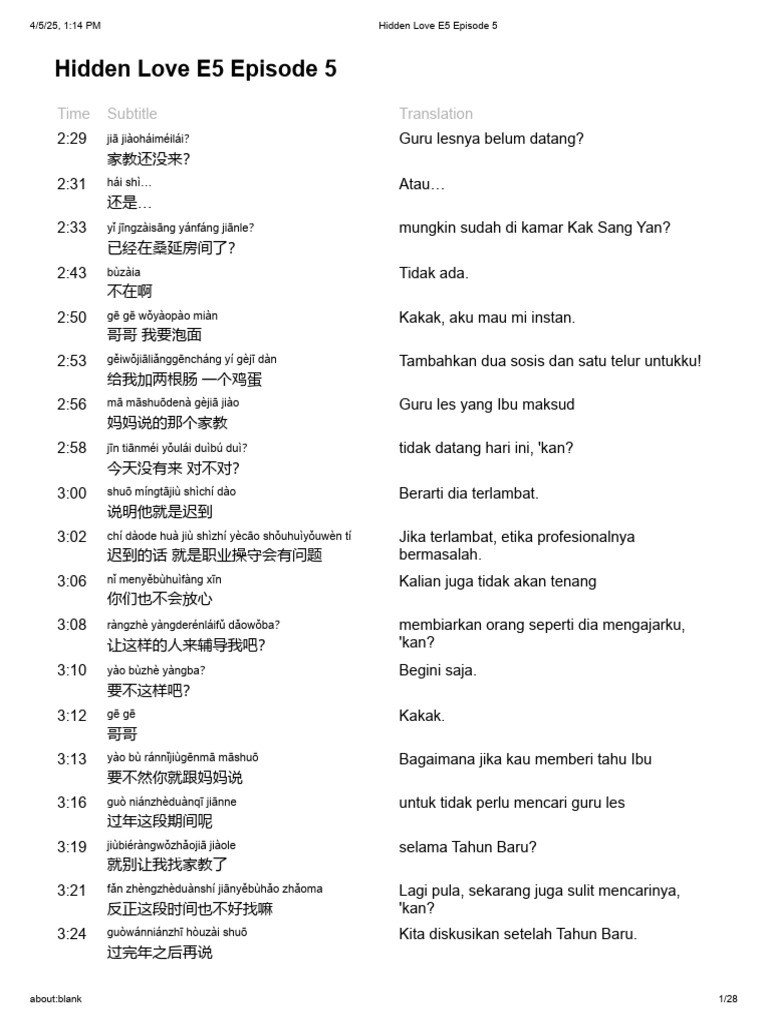 Hidden Love E5 Episode 5 | PDF