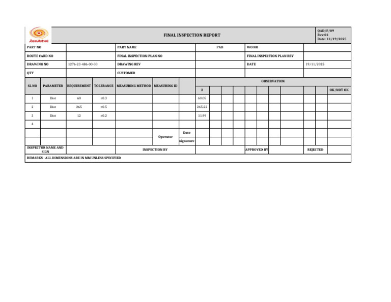 Final Inspection Report | PDF