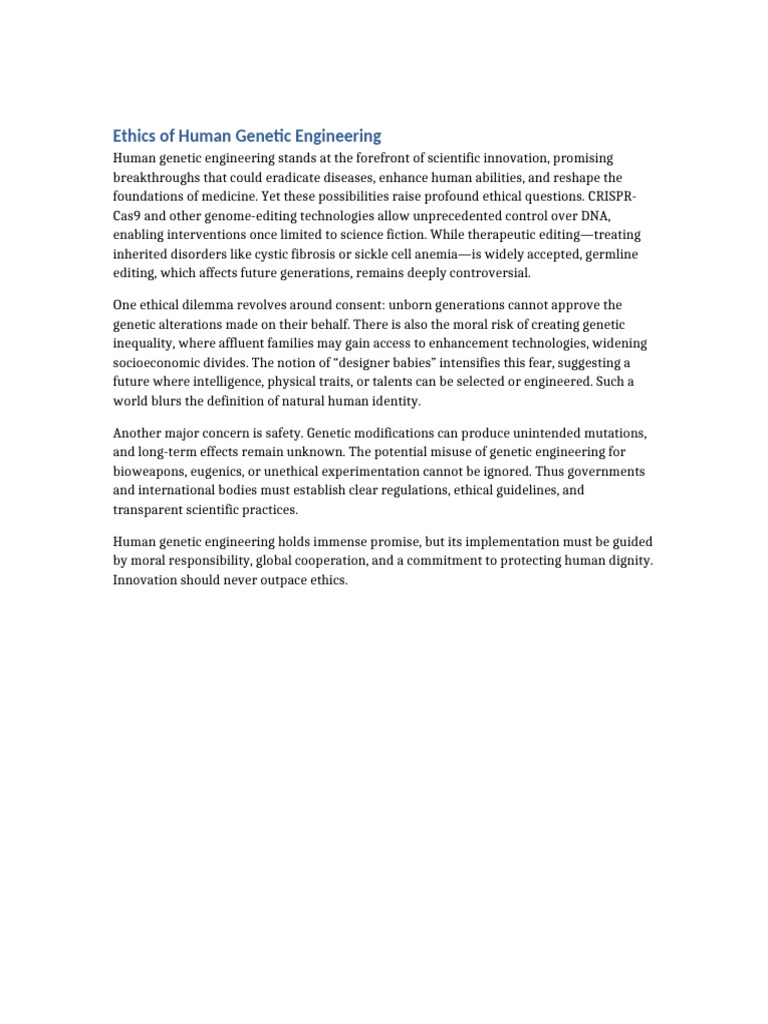 Ethical Considerations in Genetic Engineering | PDF