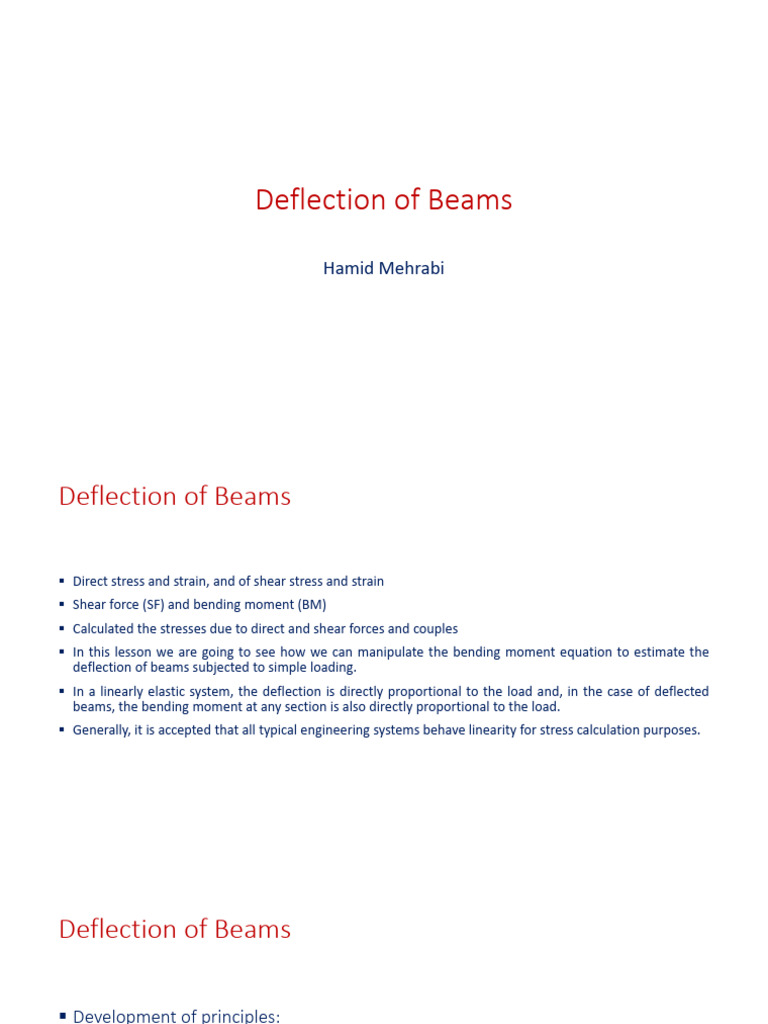 Deflection of Beams | PDF | Beam (Structure) | Bending