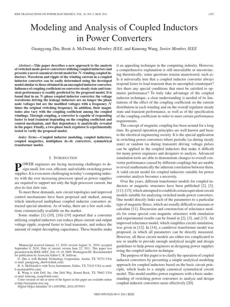 Modeling and Analysis of Coupled Inductors in Power Converters | PDF ...