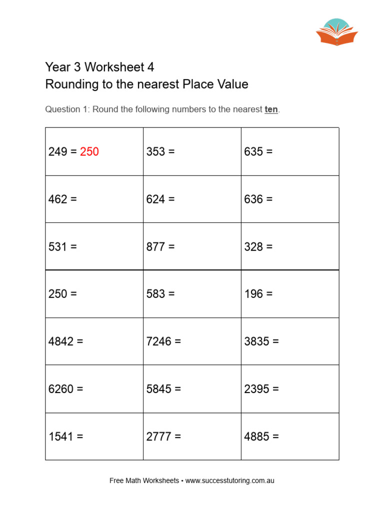 Year 3 Rounding Math Worksheet | PDF