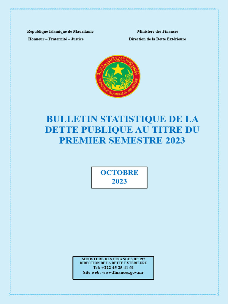Bulletin de la Dette Publique 2023 | PDF | Dettes | Dette publique