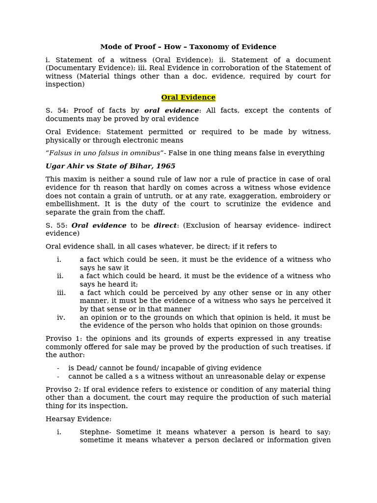 Taxonomy of Evidence in Legal Proceedings | PDF | Signature | Evidence ...