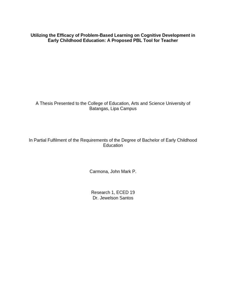 PBL Tool for Cognitive Growth in ECE | PDF | Constructivism (Philosophy ...