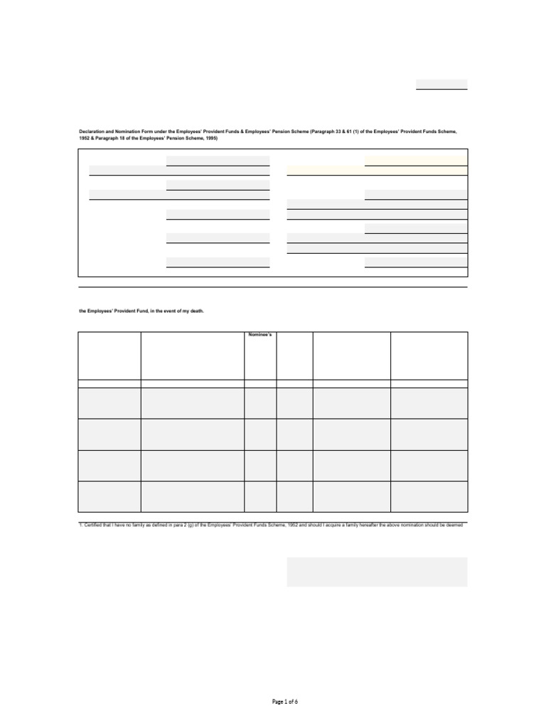 Form 2 - PF & Eps Nomination Form | PDF | Pension | Employee Benefits