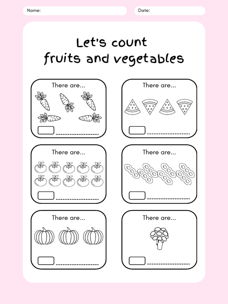 Count Fruits and Vegetables Activity | PDF