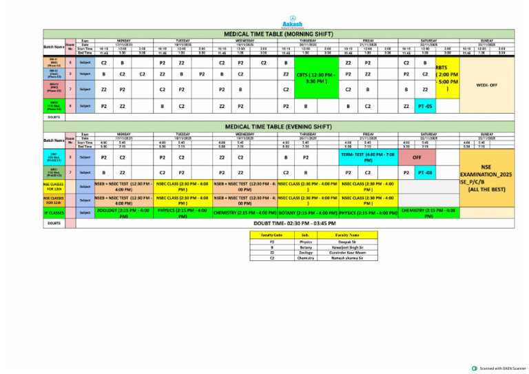 Medical_Time Table_2024-25 - MEDICAL (71)-1(1) | PDF