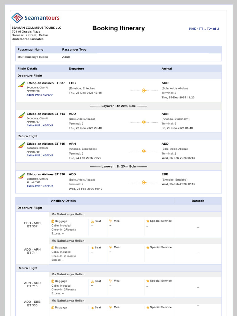 Flight Itinerary Hellen | PDF | Civil Aviation | Airlines