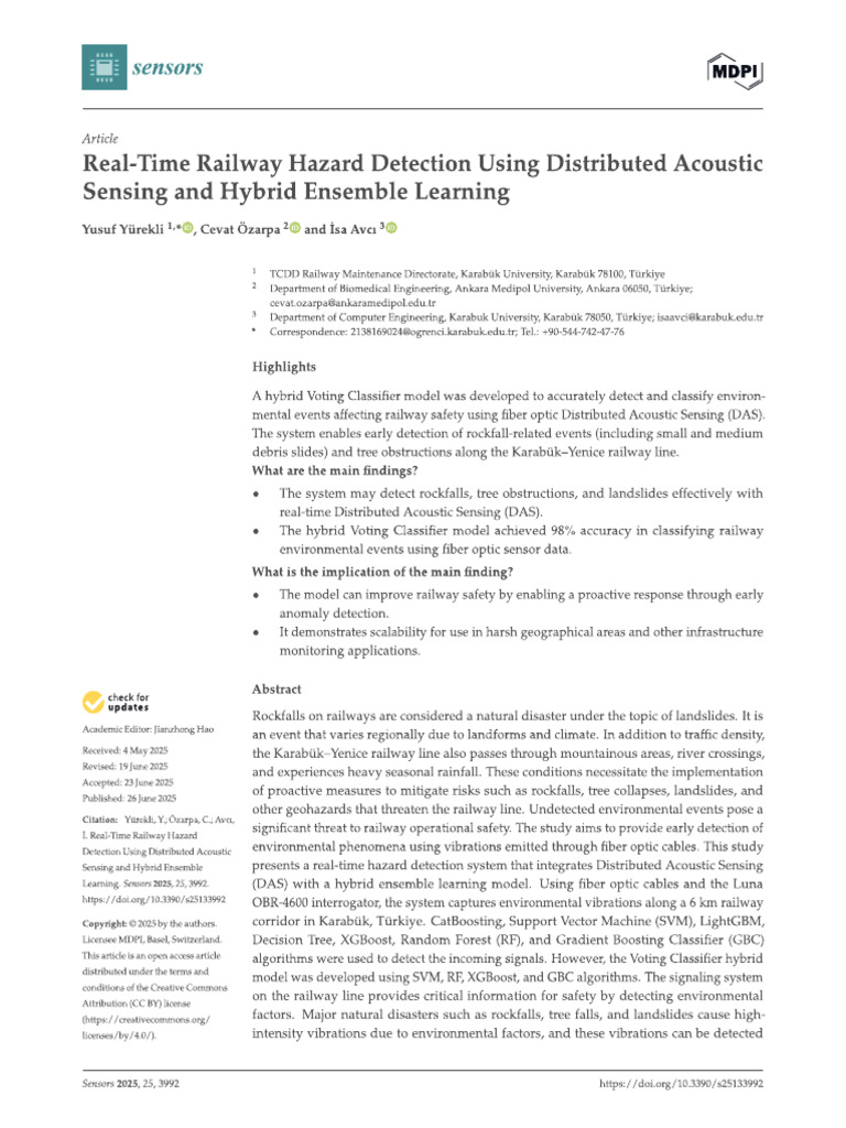 Real-Time Railway Hazard Detection Using Distributed Acoustic | PDF