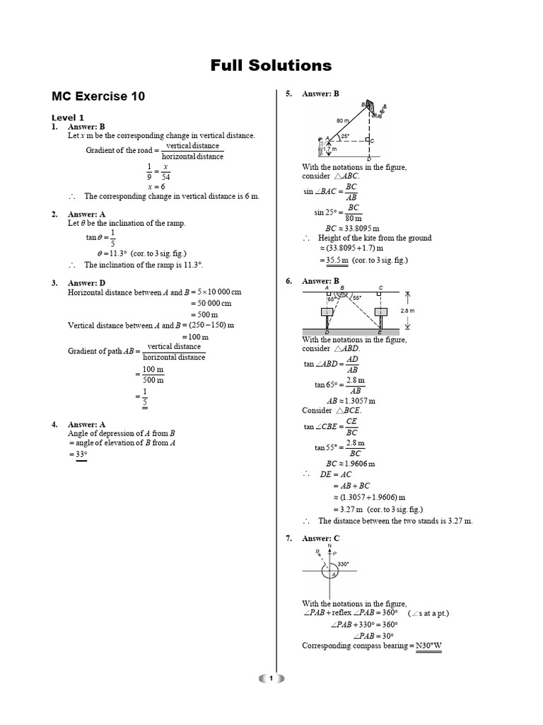Chapter 10 MC Exercise Solutions | PDF | Elementary Geometry ...