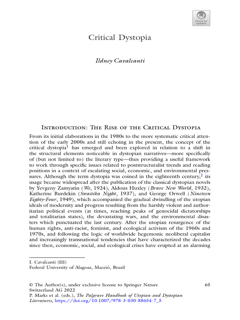 Critical Dystopia | PDF | Utopian And Dystopian Fiction | Dystopia