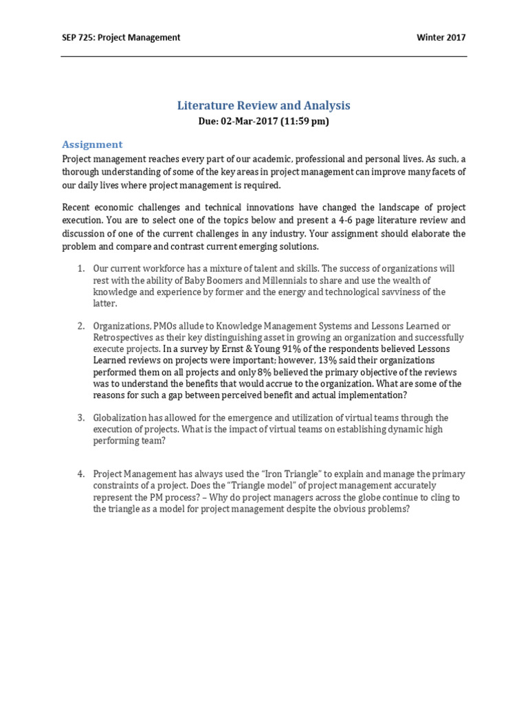 SEP 725 - W17 - Research Assignment | PDF | Project Management | Citation