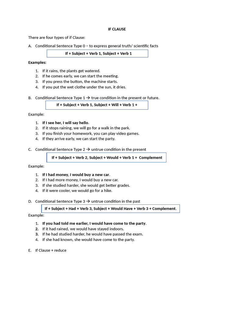 Understanding If Clauses in English | PDF | Subject (Grammar) | Verb