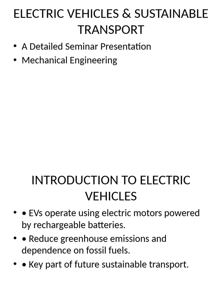 Electric Vehicles Sustainable Transport Enhanced | PDF