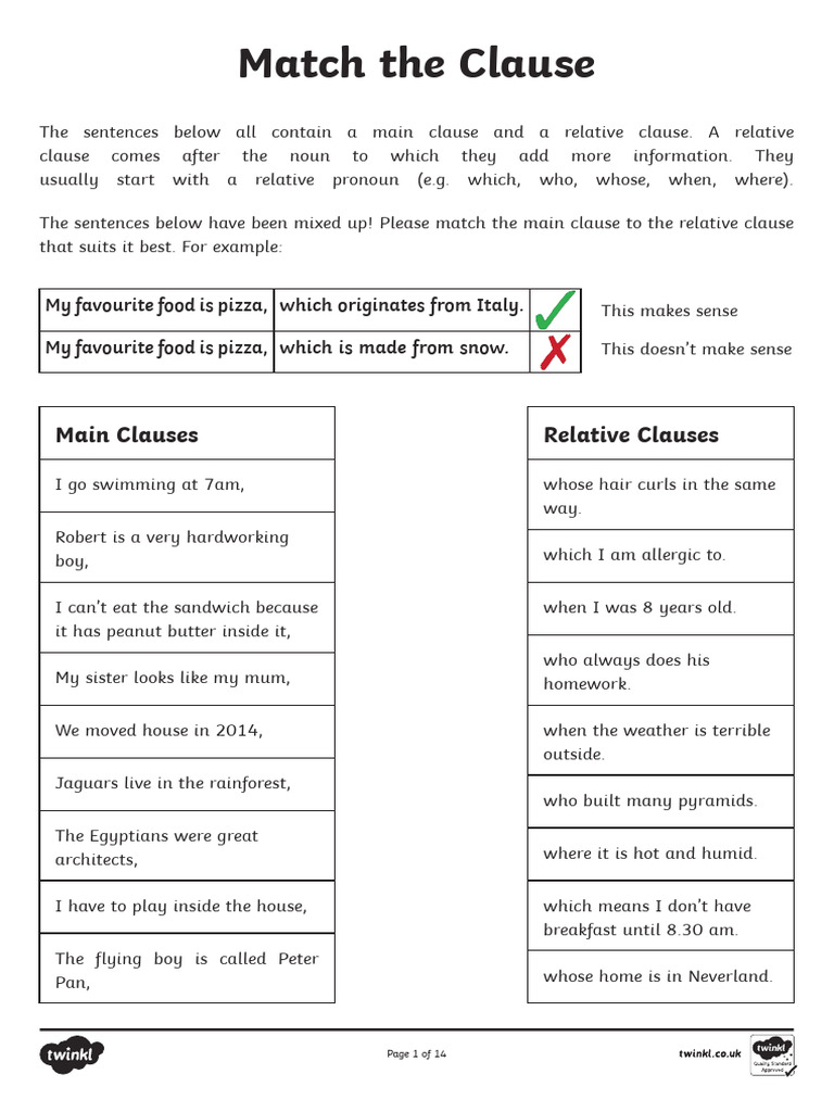 Understanding Relative Clauses in Sentences | PDF | Clause | Language ...