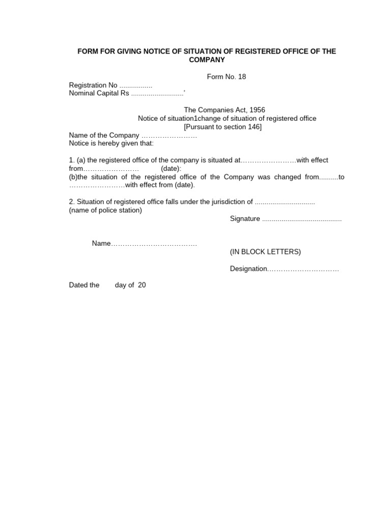 Notice of Registered Office Change Form | PDF