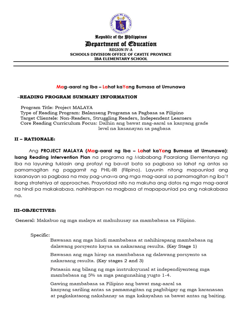 Iba Es Filipino Reading Program | PDF