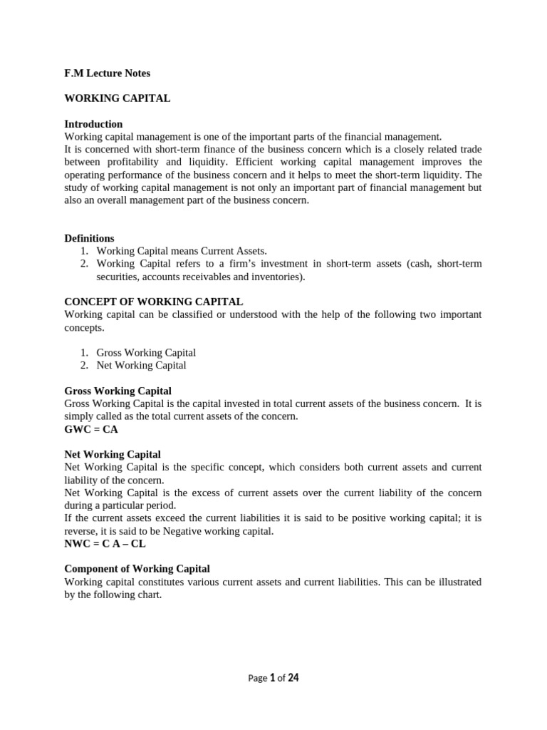 Working Capital Management Overview | PDF | Working Capital | Lean ...